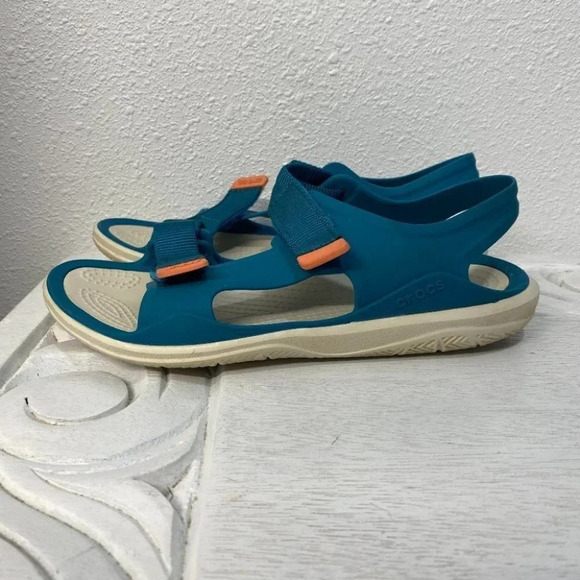 Crocs Swiftwater Expedition Strap Women's Sporty Blue Orange Sandals Size 6 - Picture 1 of 6